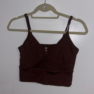 brown knit crop top